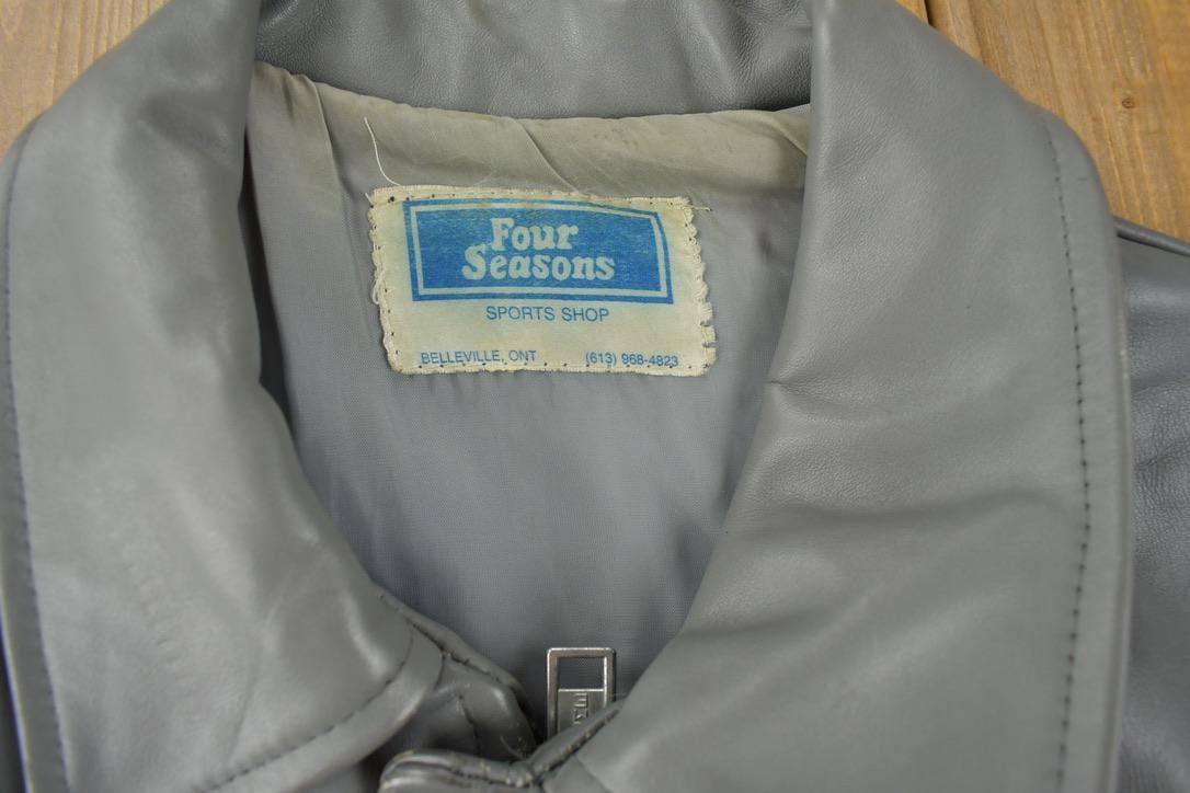 Vintage 1980s Ontario Hydro Frankford Leather Work Jacket Made In Canada Men's Large from propervintagecanada