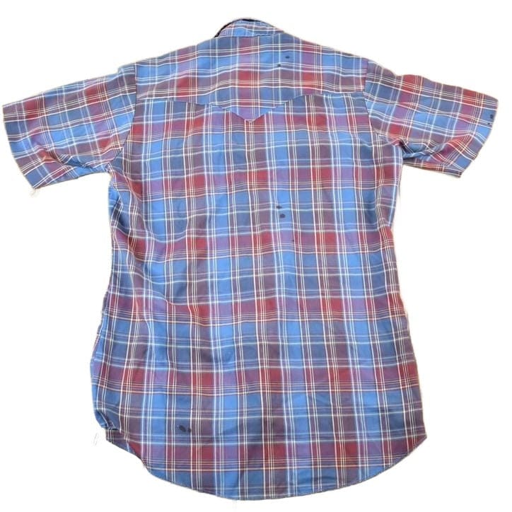 Vintage 1980s Open Range Plaid Western Cowboy Button Up Shirt Men's Large from propervintagecanada