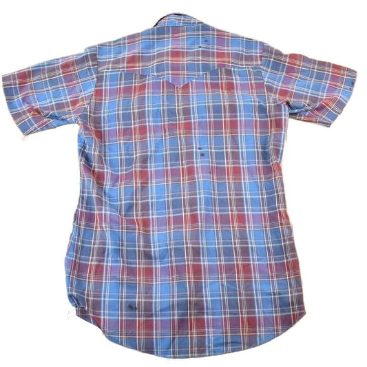 Vintage 1980s Open Range Plaid Western Cowboy Button Up Shirt Men's Large from propervintagecanada