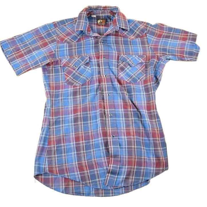 Vintage 1980s Open Range Plaid Western Cowboy Button Up Shirt Men's Large from propervintagecanada