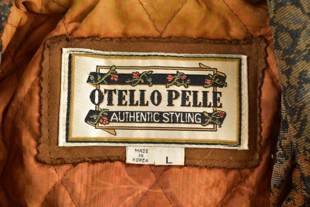 Vintage 1980s Otello Pelle Floral Pattern Jacket Men's Large from propervintagecanada