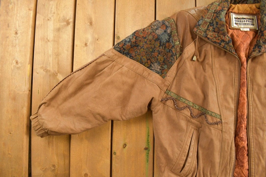 Vintage 1980s Otello Pelle Floral Pattern Jacket Men's Large from propervintagecanada