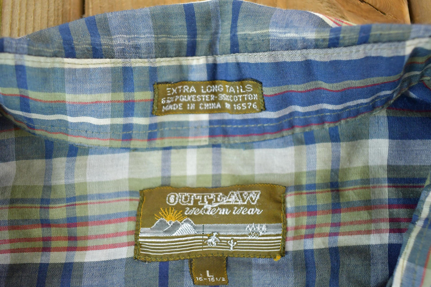 Vintage 1980s Outlaw Western Wear Plaid Button Up Shirt Men's L from propervintagecanada