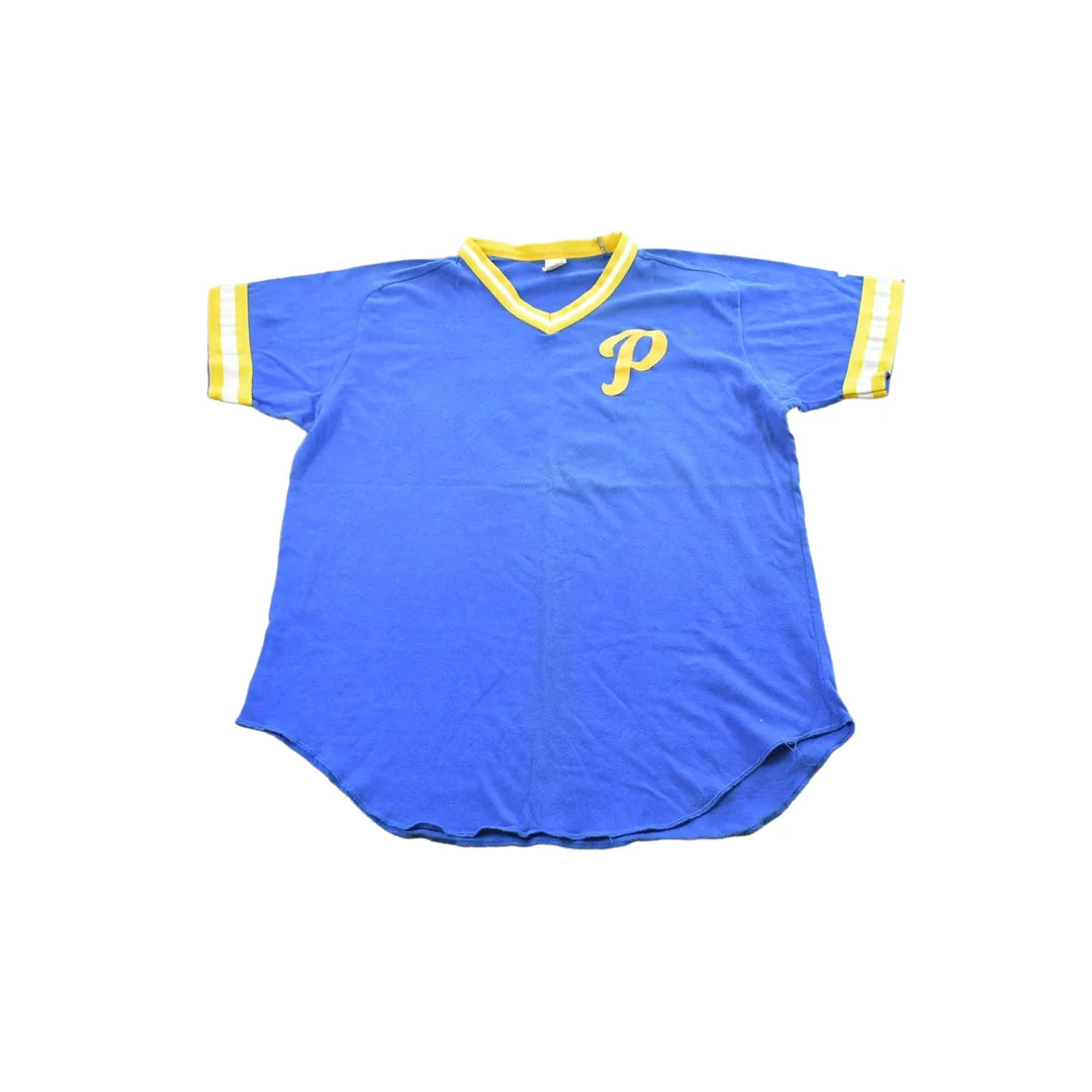 Vintage 1980s P Patch Baseball Jersey Men's L from propervintagecanada