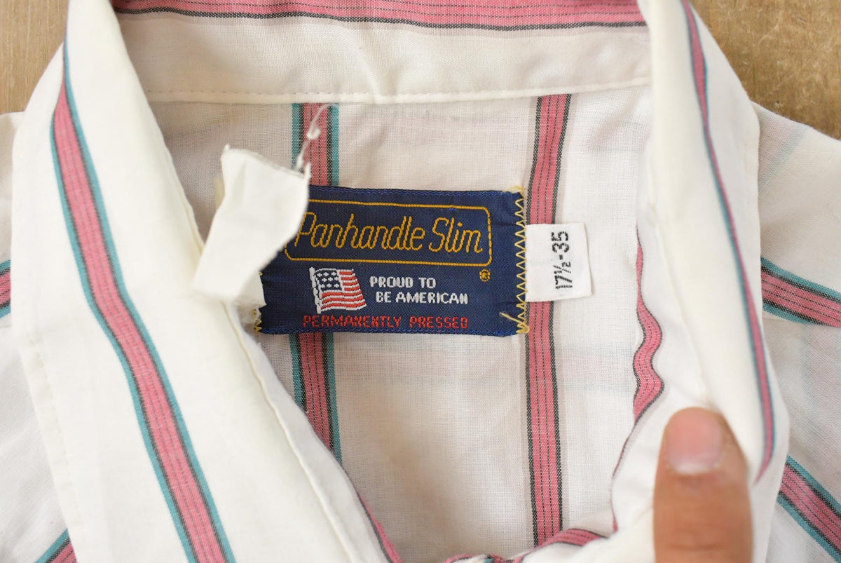 Vintage 1980s Panhandle Slim Striped Button Up Shirt Men's XL from propervintagecanada