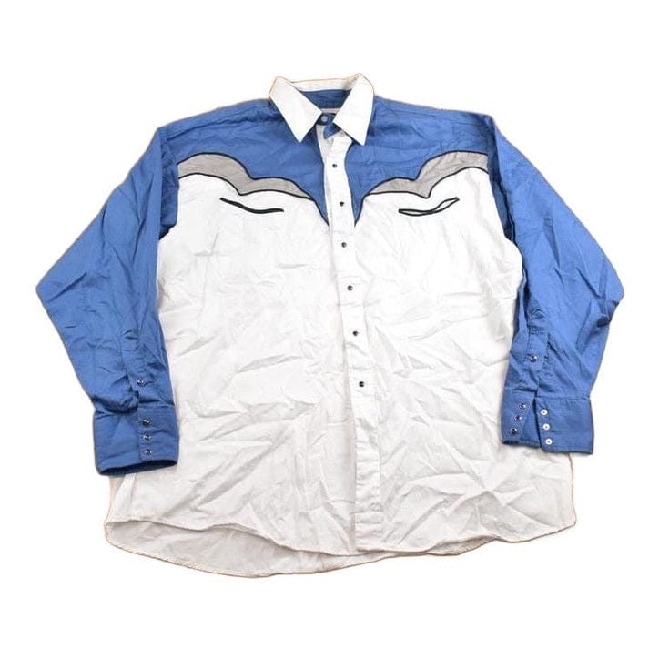 Vintage 1980s Panhandle Slim Western Embroidered Blank Pearl Button Up Shirt Men's 2XL from propervintagecanada