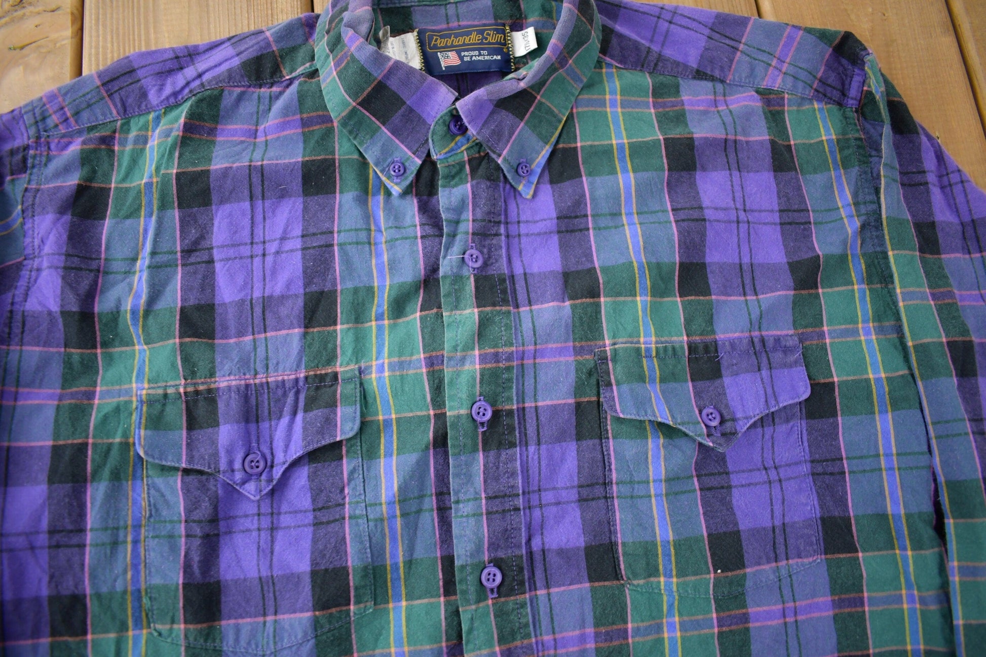 Vintage 1980s Panhandle Slim Western Style Plaid Button Up Shirt Men's XL from propervintagecanada