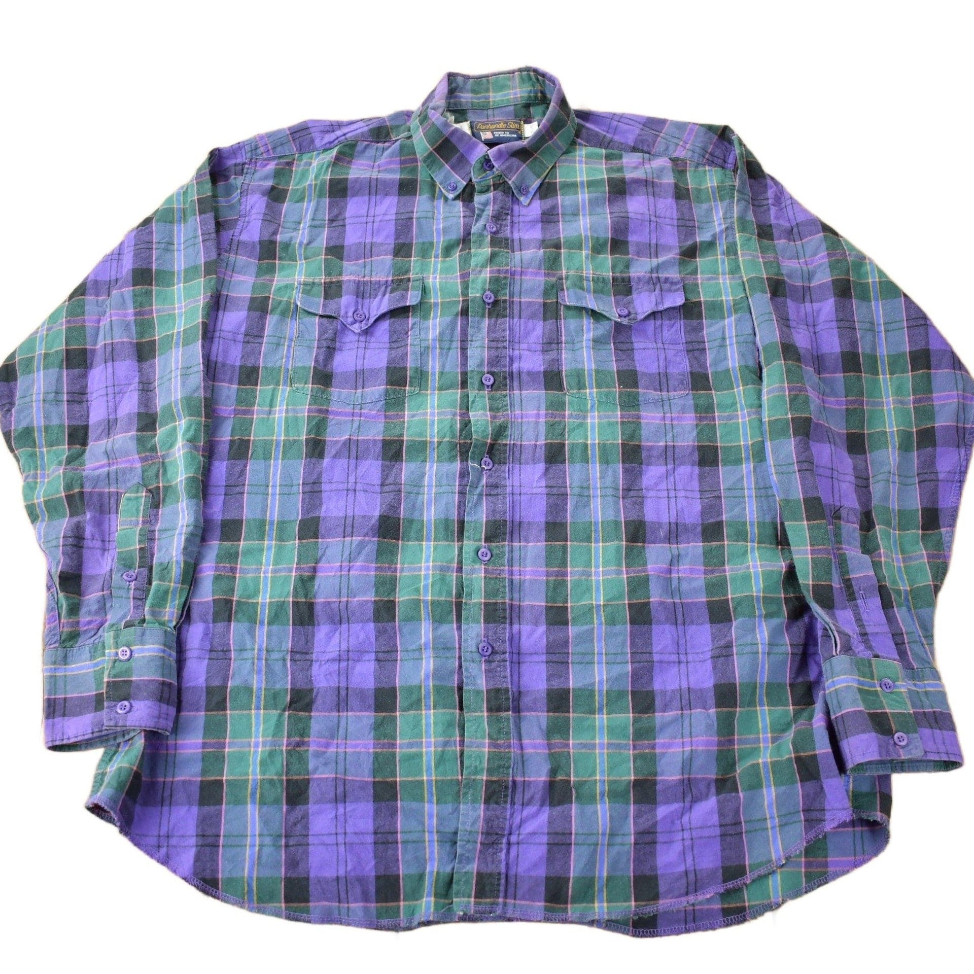 Vintage 1980s Panhandle Slim Western Style Plaid Button Up Shirt Men's XL from propervintagecanada