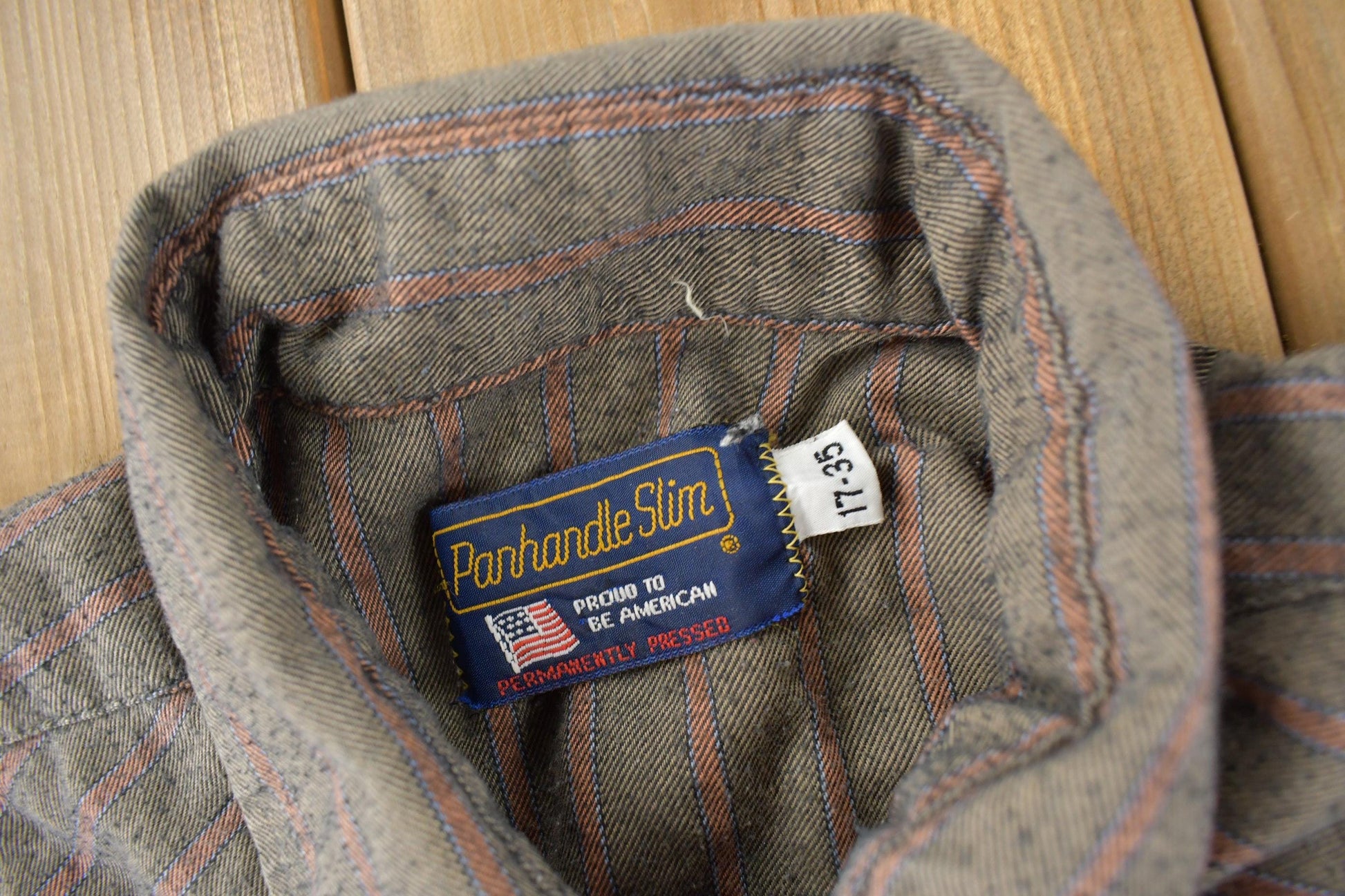 Vintage 1980s Panhandle Slim Western Style Striped Button Up Shirt Men's Large from propervintagecanada
