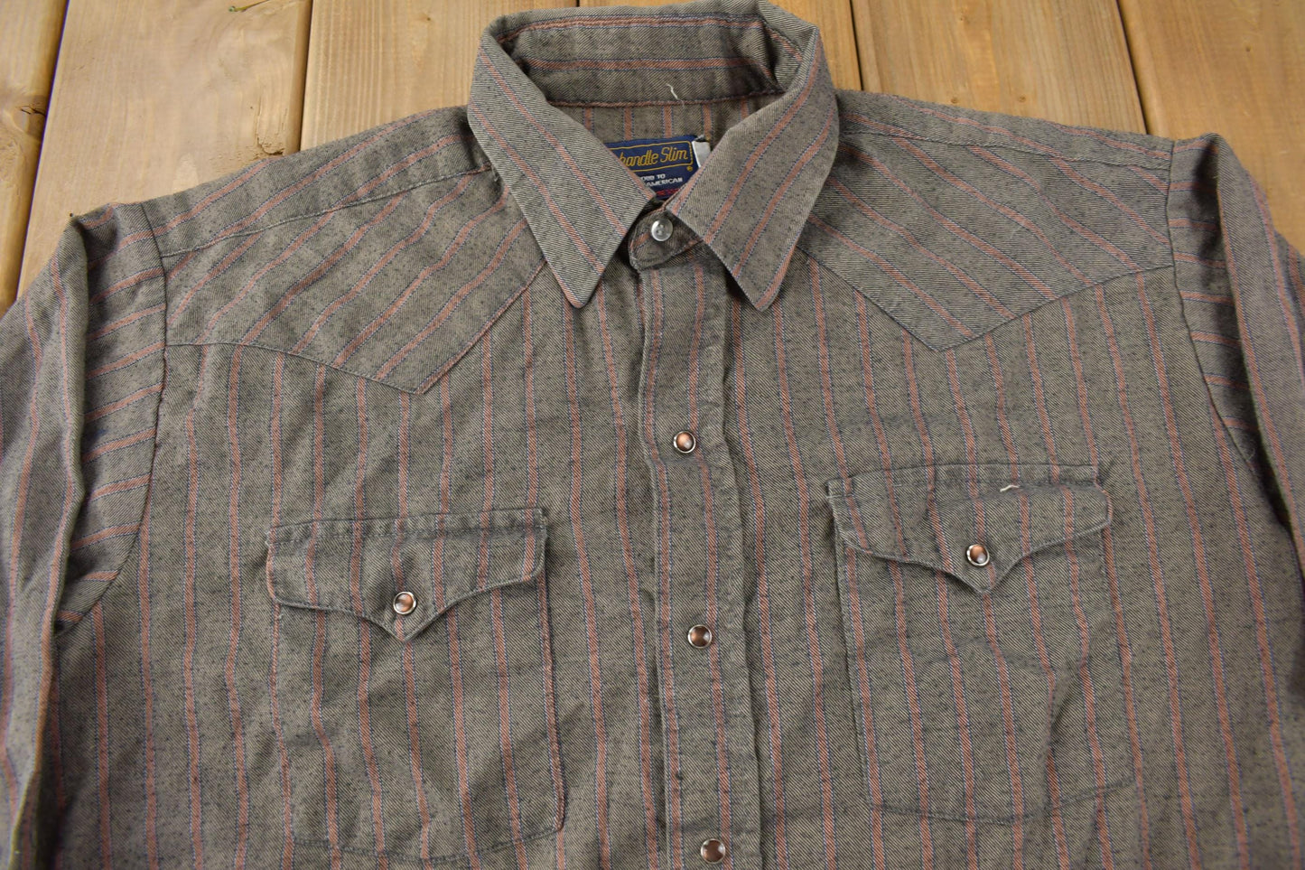 Vintage 1980s Panhandle Slim Western Style Striped Button Up Shirt Men's Large from propervintagecanada