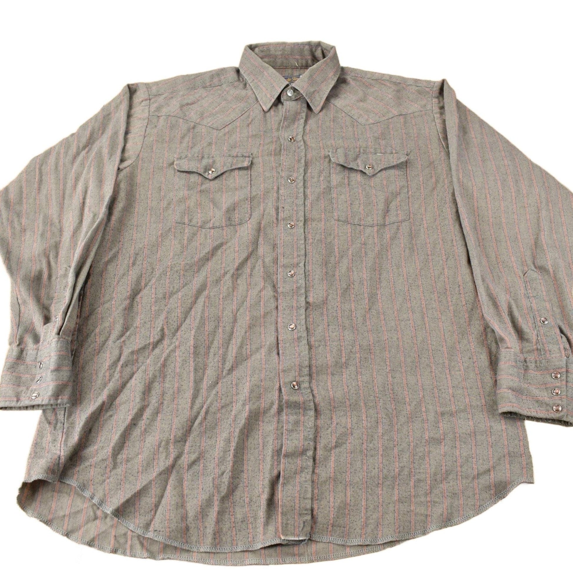Vintage 1980s Panhandle Slim Western Style Striped Button Up Shirt Men's Large from propervintagecanada