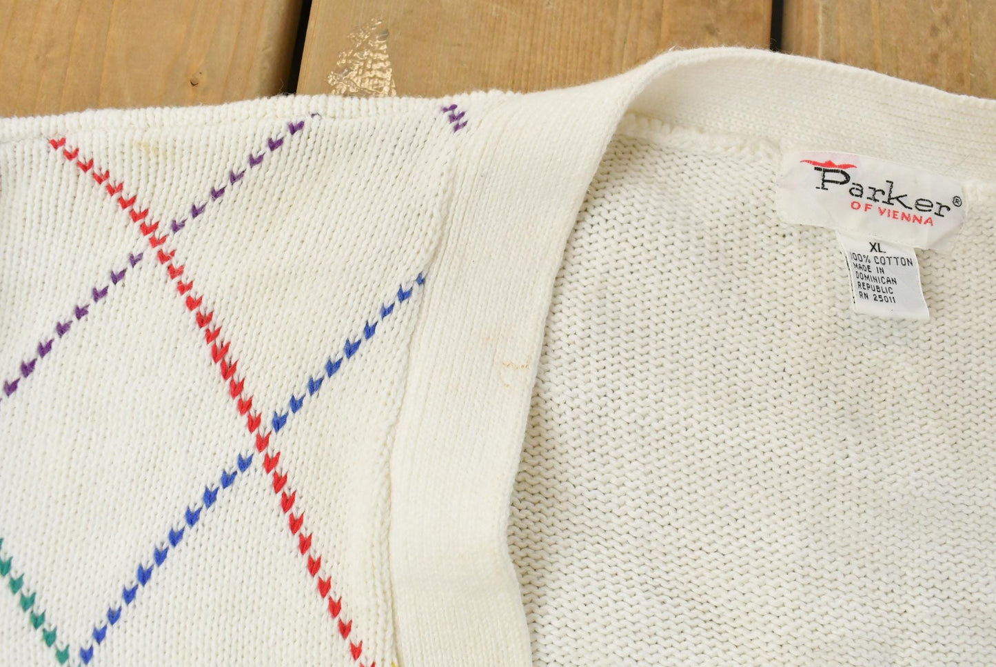 Vintage 1980s Parker of Vienna Knit Cardigan Sweater Men's XL / Vintage Cardigan / Abstract Button Up Cardigan from propervintagecanada