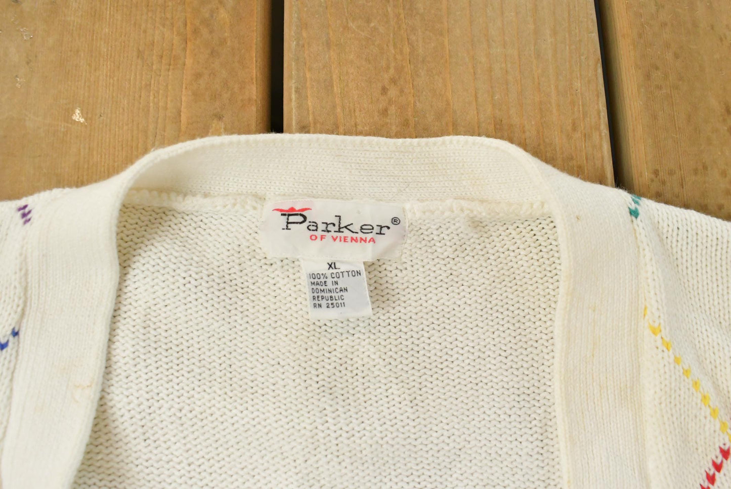 Vintage 1980s Parker of Vienna Knit Cardigan Sweater Men's XL / Vintage Cardigan / Abstract Button Up Cardigan from propervintagecanada