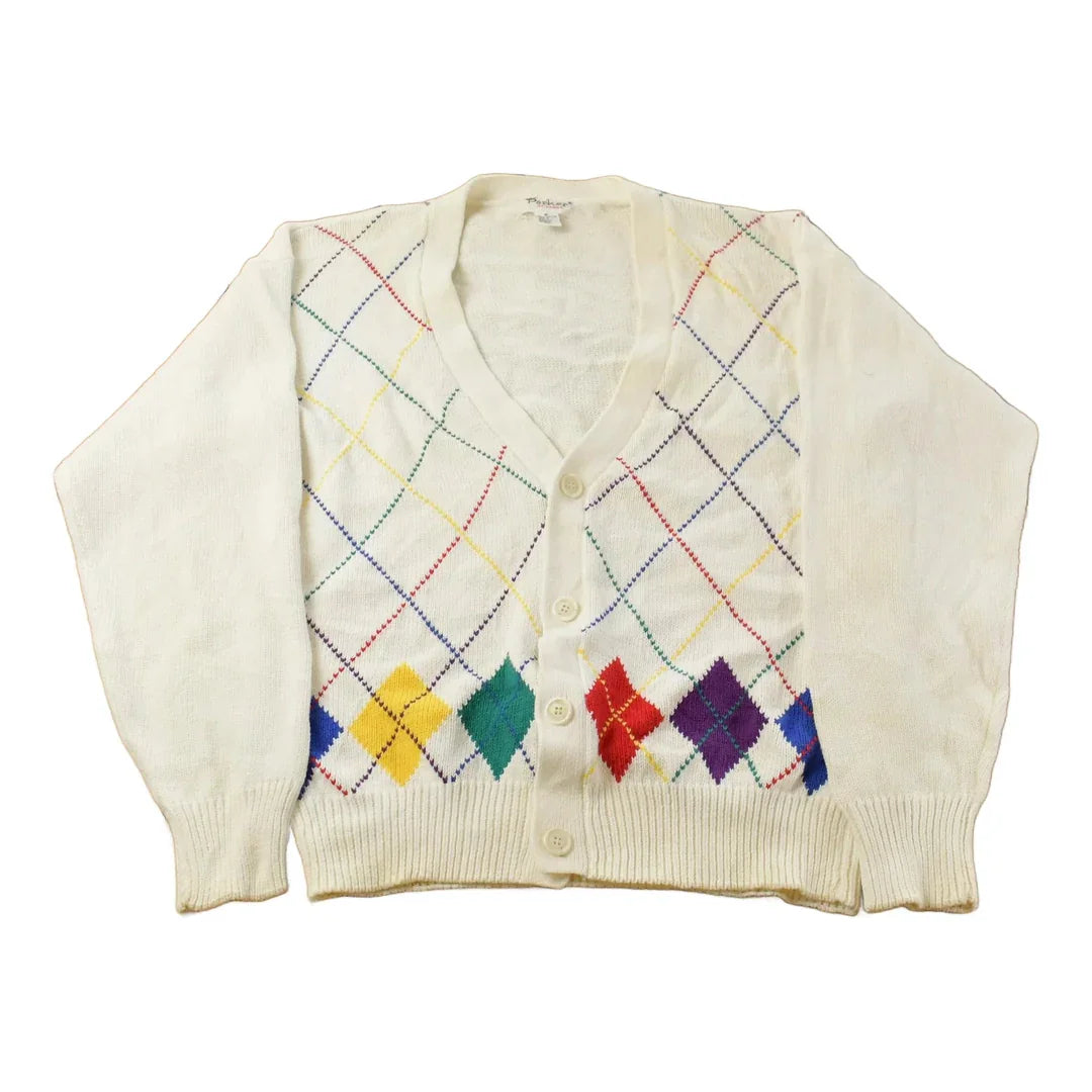 Vintage 1980s Parker of Vienna Knit Cardigan Sweater Men's XL / Vintage Cardigan / Abstract Button Up Cardigan from propervintagecanada