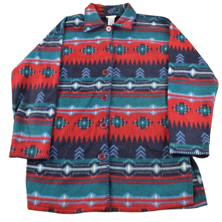 Vintage 1980s Pattern Fleece Button Up Women's M from propervintagecanada