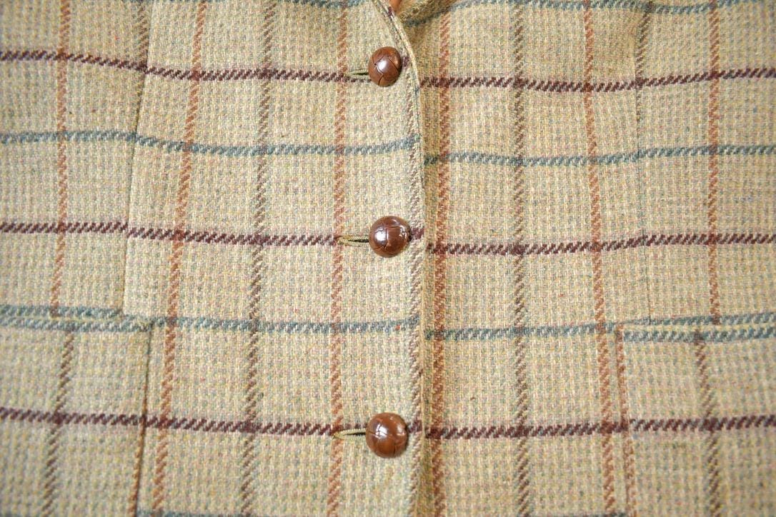 Vintage 1980s Paula Sakes Plaid Wool Silk Lined Blazer Women's M from propervintagecanada