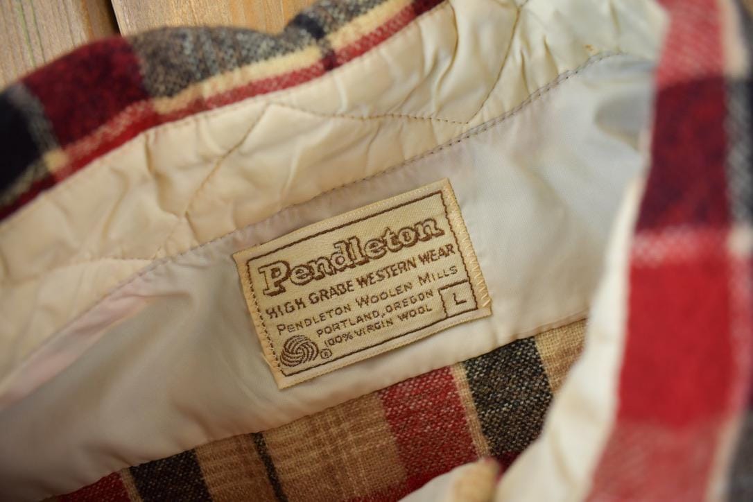 Vintage 1980s Pendleton High Grade Western Wear Plaid Button Up Shirt Men's Large from propervintagecanada