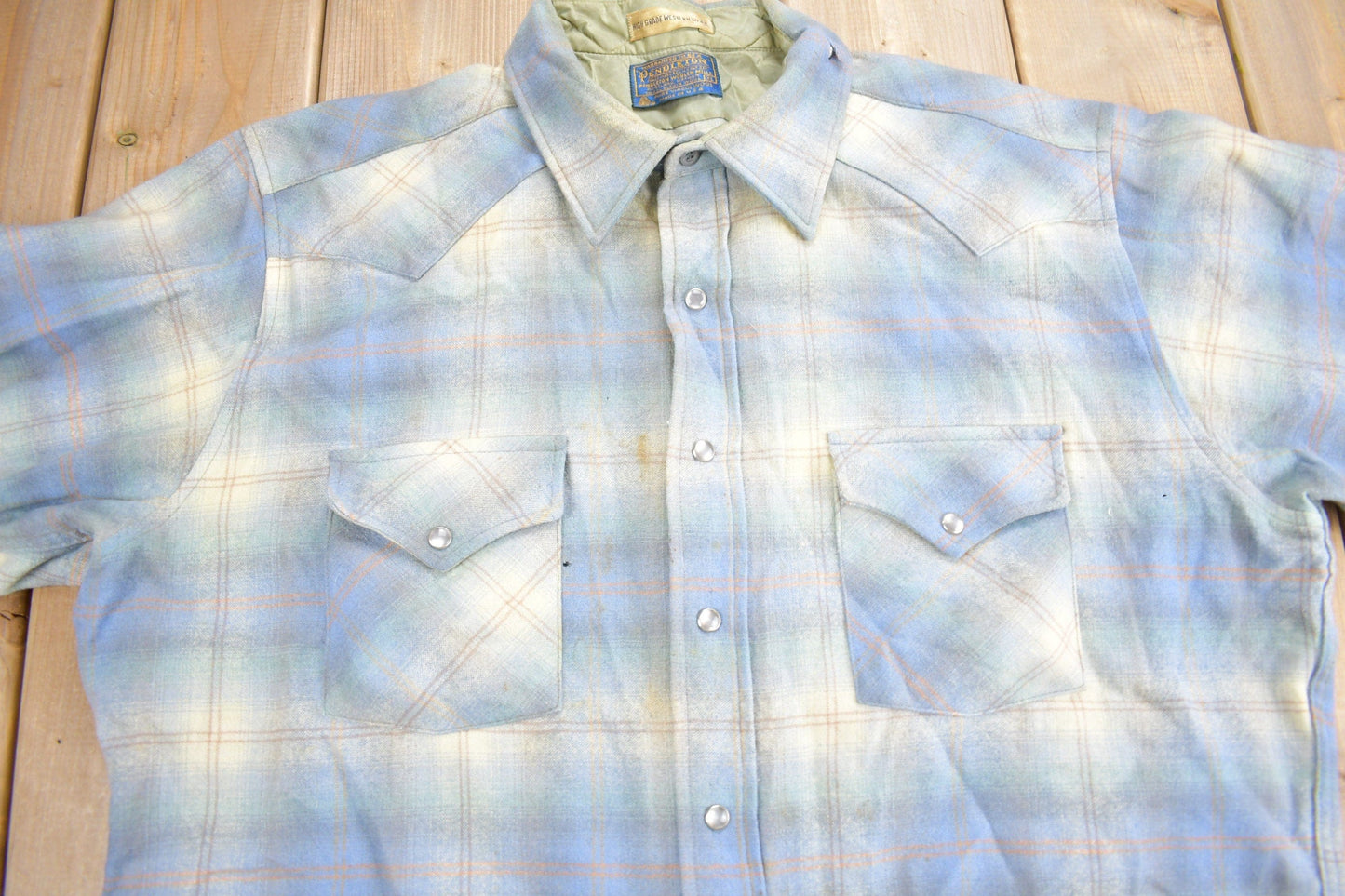 Vintage 1980s Pendleton High Grade Western Wear Plaid Button Up Shirt Men's XL from propervintagecanada