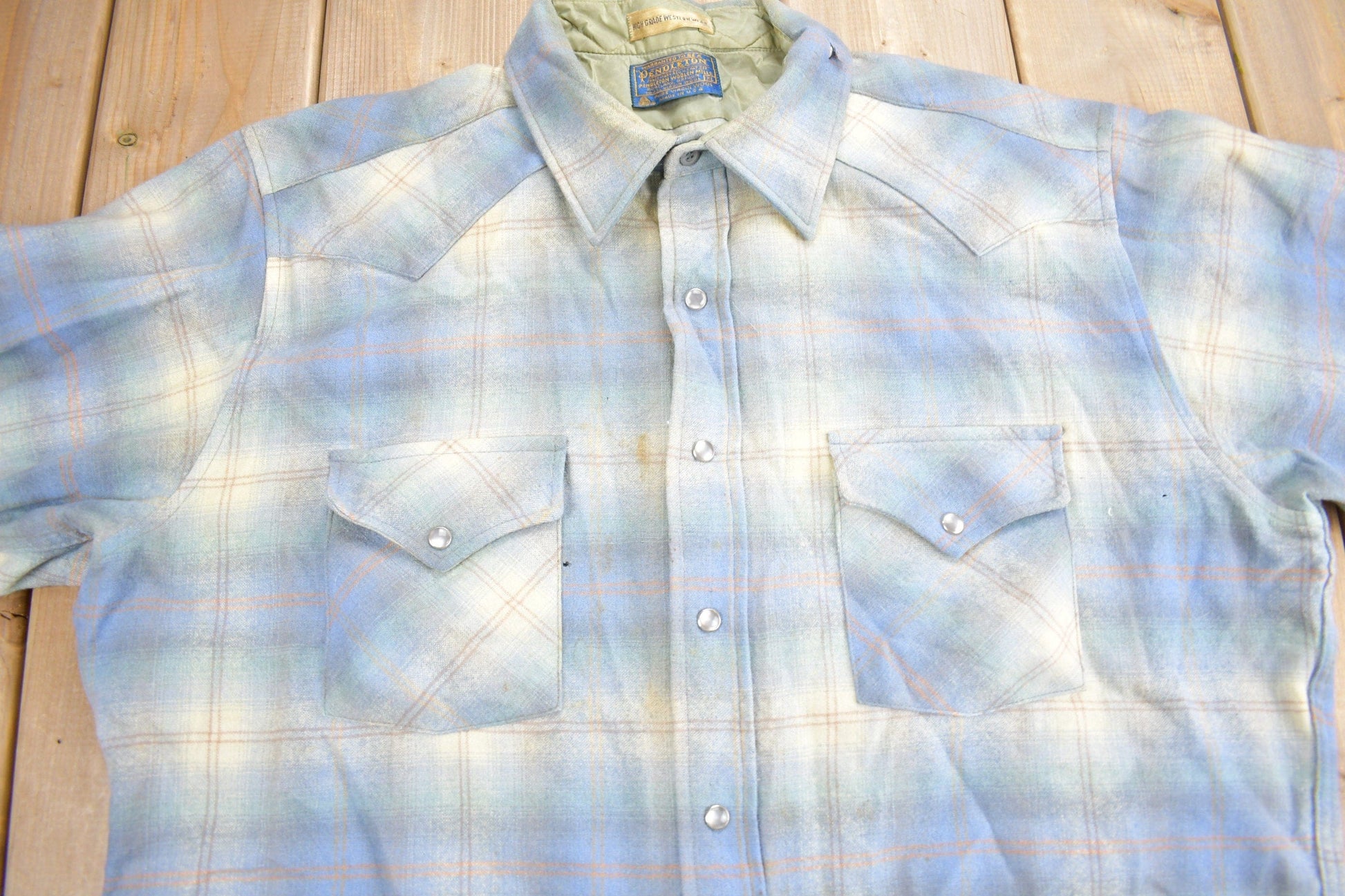 Vintage 1980s Pendleton High Grade Western Wear Plaid Button Up Shirt Men's XL from propervintagecanada