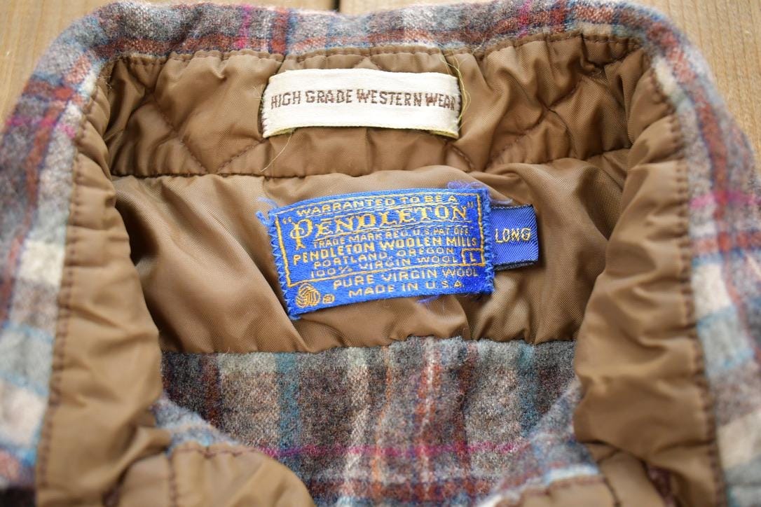 Vintage 1980s Pendleton Wool High Grade Western Wear Flannel Shirt Men's Large from propervintagecanada