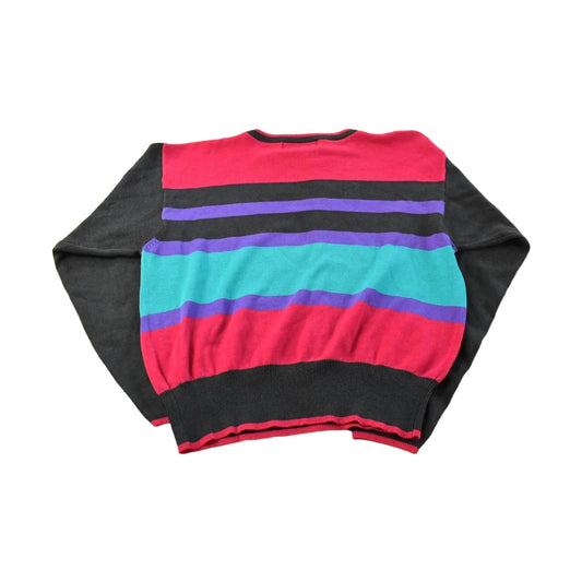 Vintage 1980s Petite Illustrations Color Block Knitted Sweater Men's from propervintagecanada