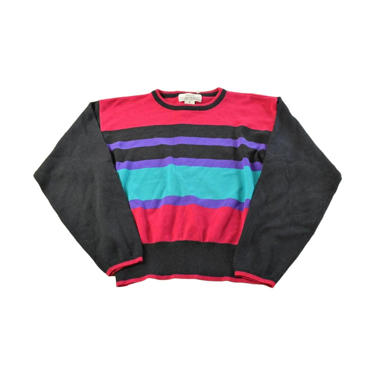 Vintage 1980s Petite Illustrations Color Block Knitted Sweater Men's from propervintagecanada