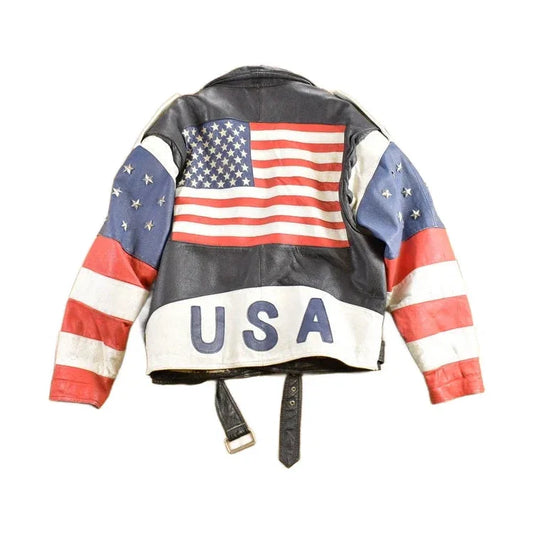 Vintage 1980s Phase 2 USA Leather Motorcycle Jacket from propervintagecanada