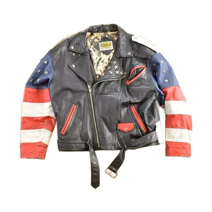 Vintage 1980s Phase 2 USA Leather Motorcycle Jacket from propervintagecanada