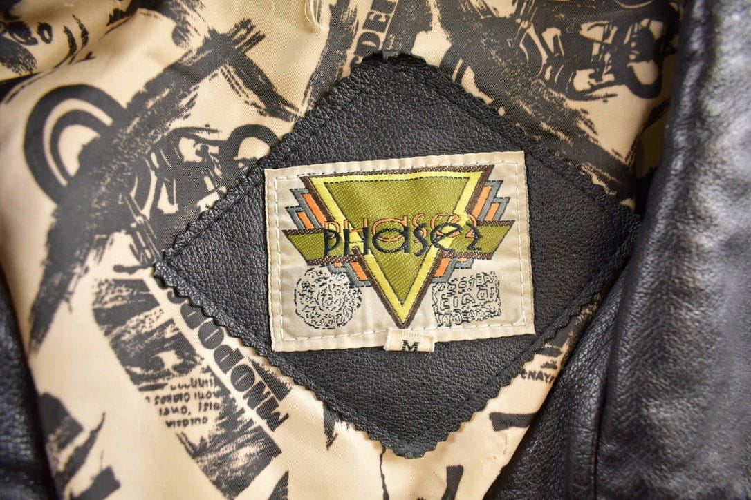 Vintage 1980s Phase 2 USA Leather Motorcycle Jacket from propervintagecanada