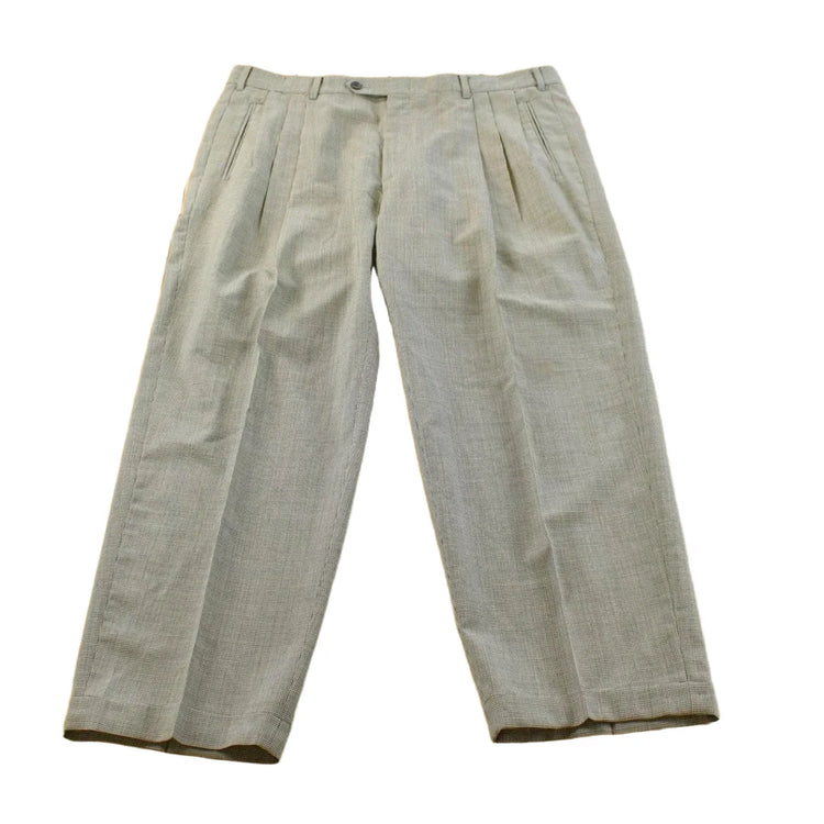 Vintage 1980s Pierre Cardin Houndstooth Pleated Wool Trousers Men's 39 x 28.5 from propervintagecanada