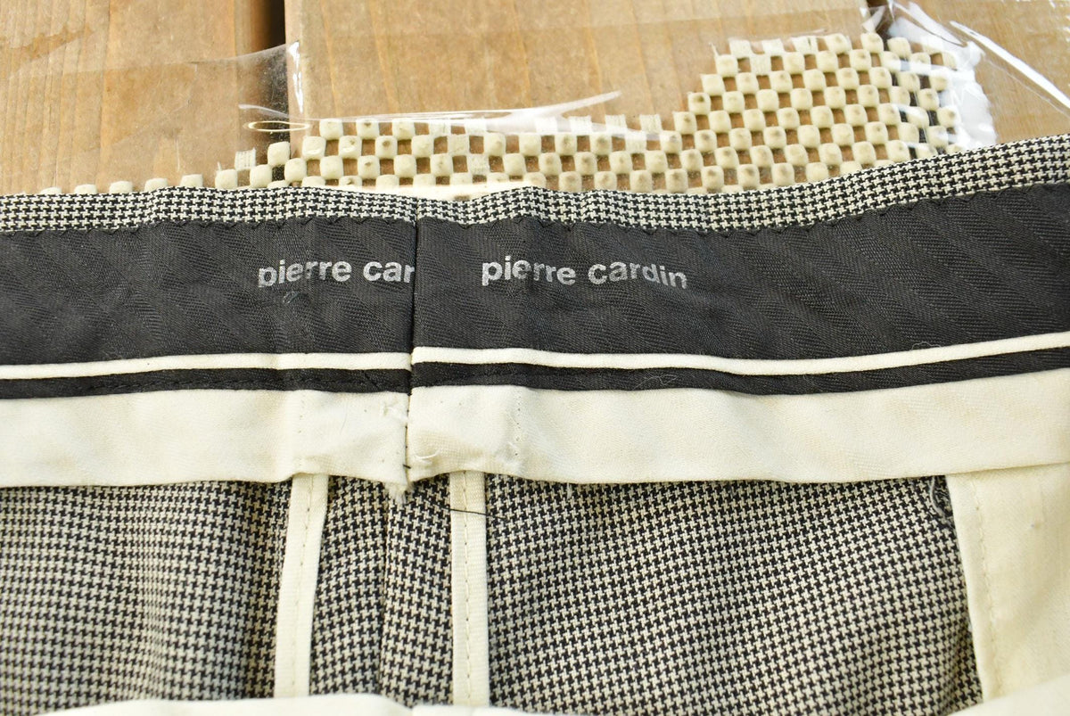 Vintage 1980s Pierre Cardin Houndstooth Pleated Wool Trousers Men's 39 x 28.5 from propervintagecanada