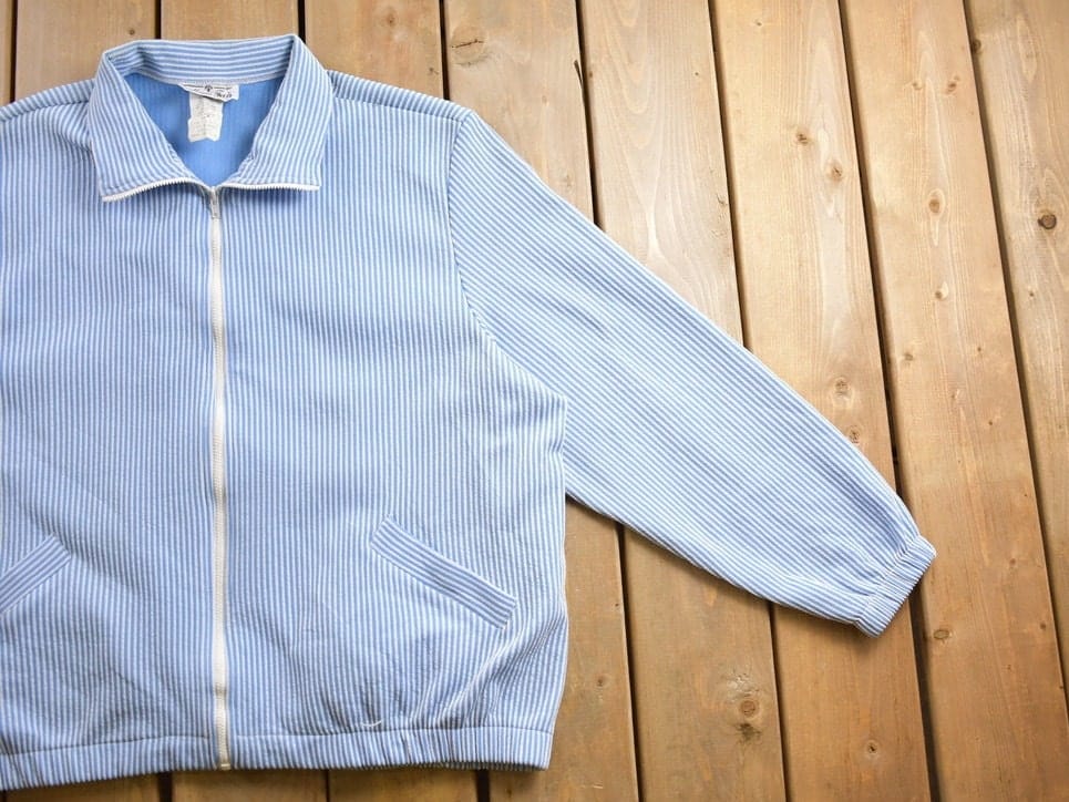 Vintage 1980s Pinstripe Light Jacket Men's XL from propervintagecanada