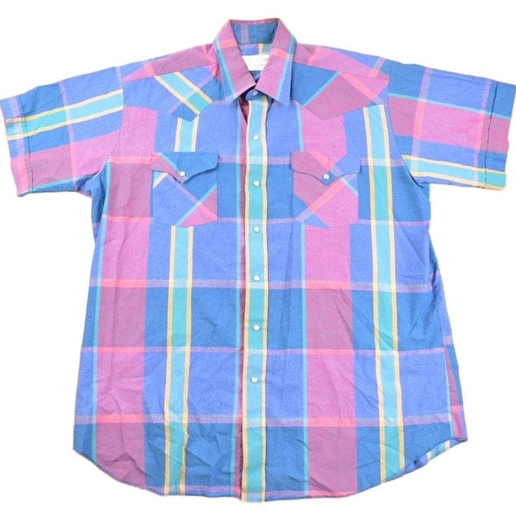 Vintage 1980s Plaid Pearl Snap Western Button Up Shirt Men's XL from propervintagecanada