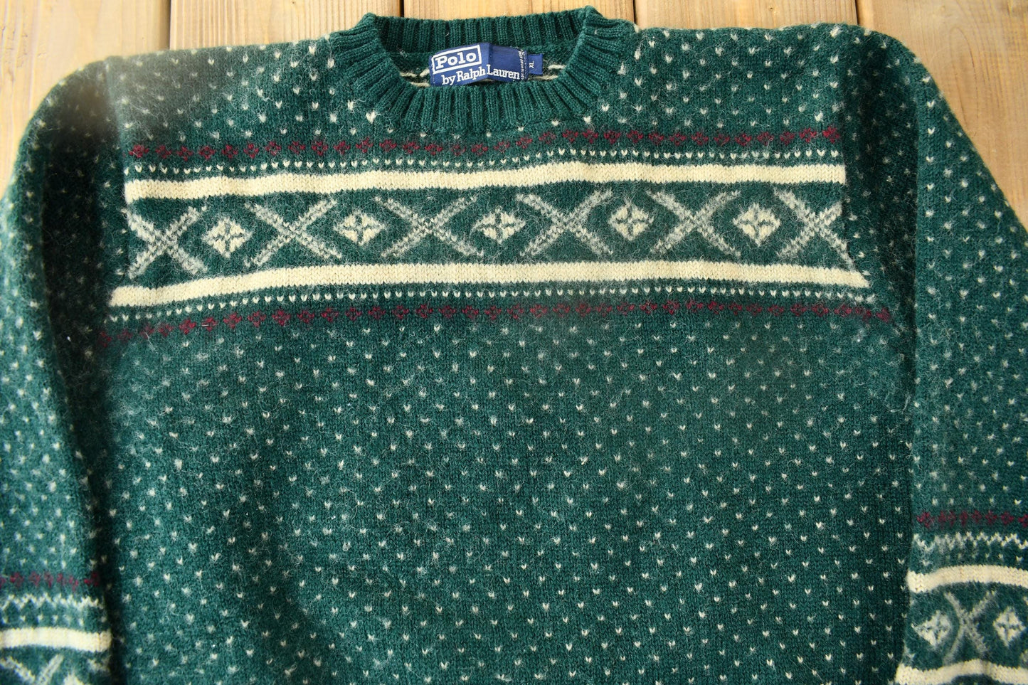 Vintage 1980s Polo Ralph Lauren Snowflake Knit Crewneck Sweater Men's S from propervintagecanada