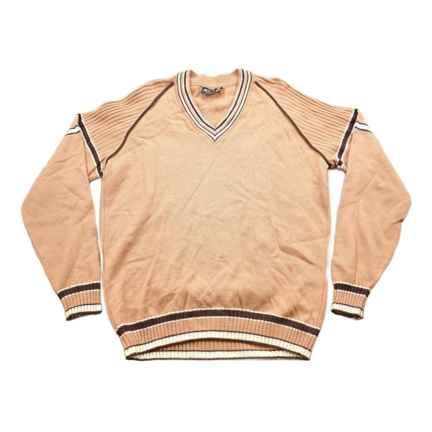 Vintage 1980s Prince Bellini Striped Knit V Neck Sweater Men's S from propervintagecanada