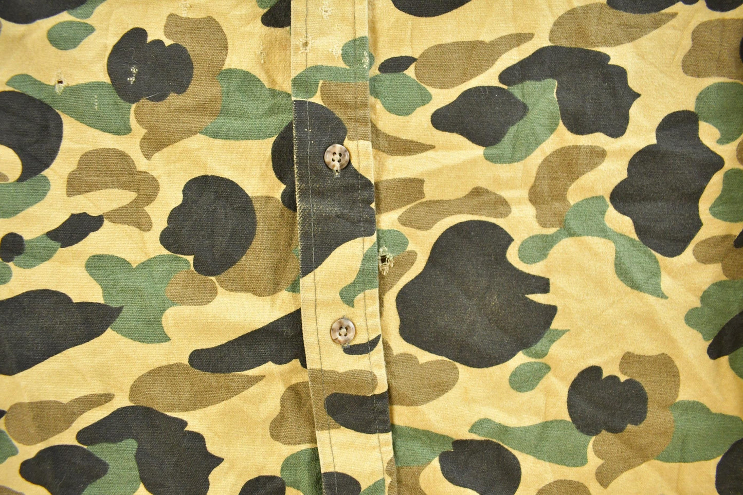 Vintage 1980s Private Property Duck Camo Cloth Button Up Shirt Men's Large from propervintagecanada