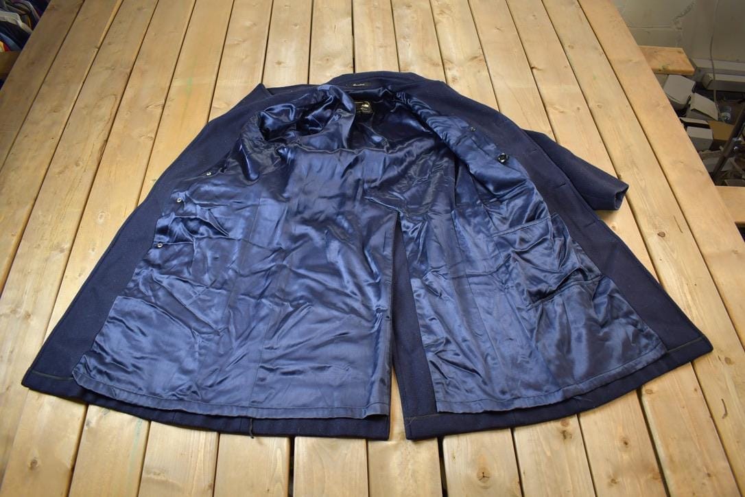 Vintage 1980s Promenade Wool Button Up Over Coat Made In USA Men's XL from propervintagecanada