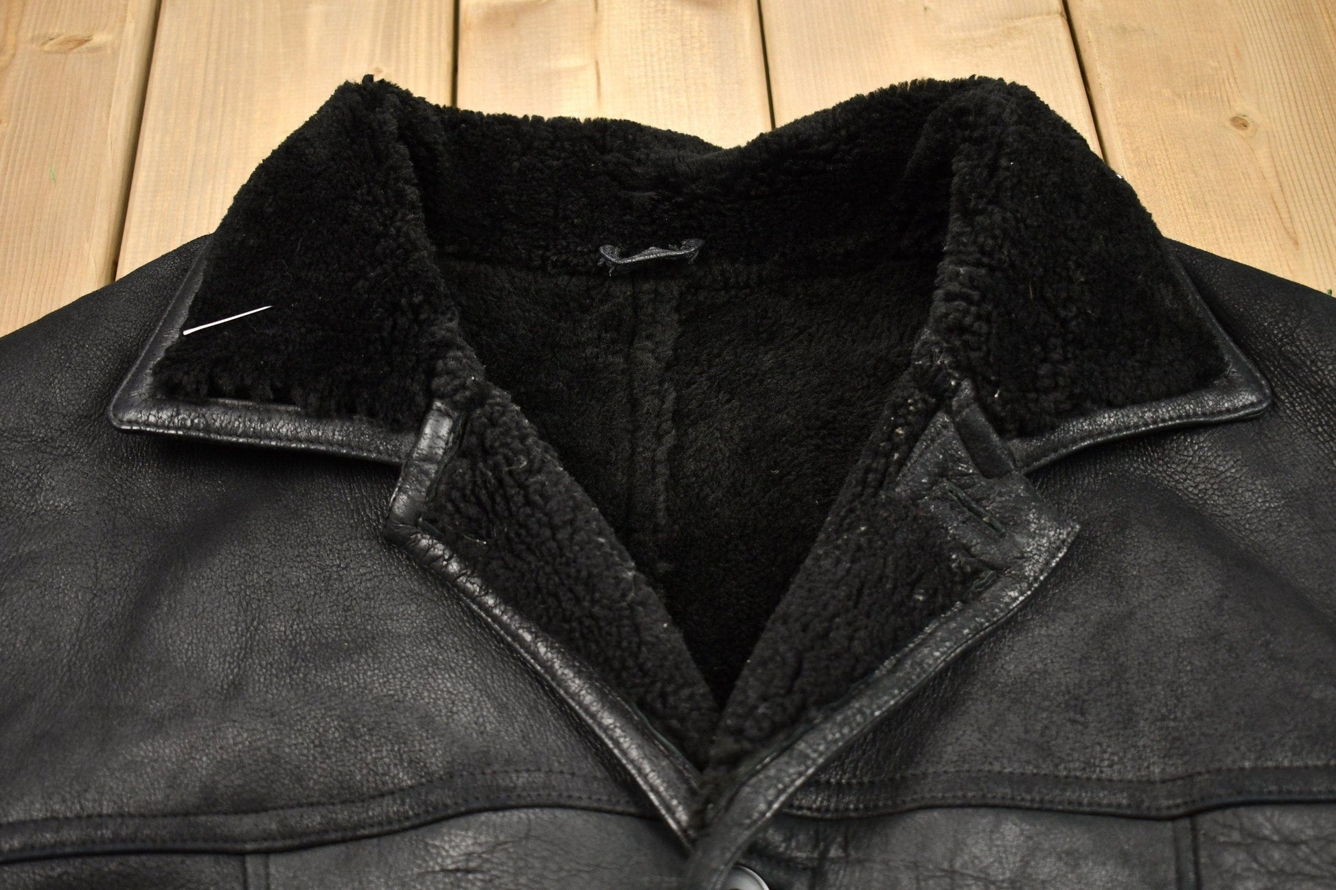 Vintage 1980s Pronto Uomo Leathers Oversized Leather Fleece Lined Jacket Men's 3XL from propervintagecanada