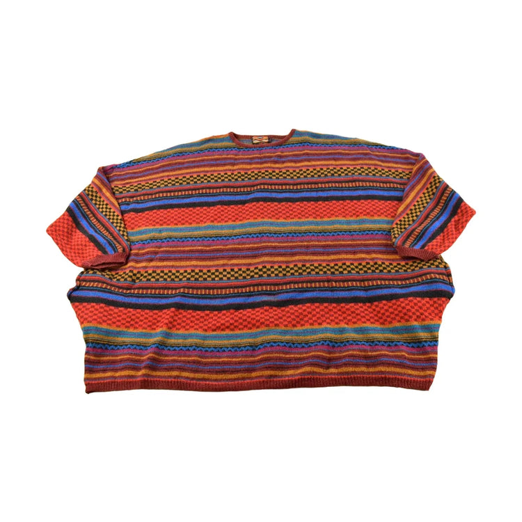 Vintage 1980s Pyramid Oversized Striped Knitted Sweater Men's 2XL from propervintagecanada