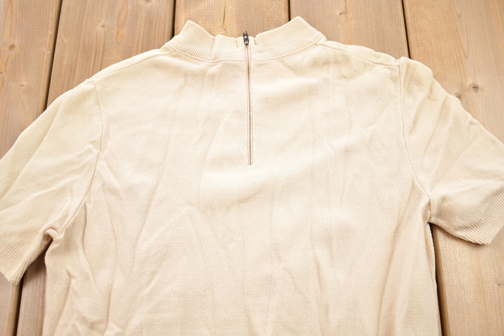 Vintage 1980s Quarter Zip Raglan T-Shirt Men's Small from propervintagecanada