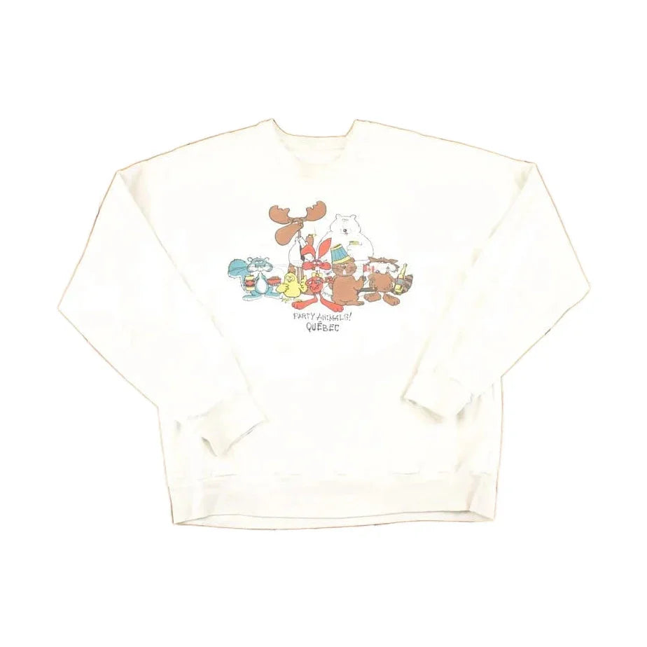 Vintage 1980s Quebec Party Animals Funny Souvenir Crewneck Sweatshirt Men's M from propervintagecanada