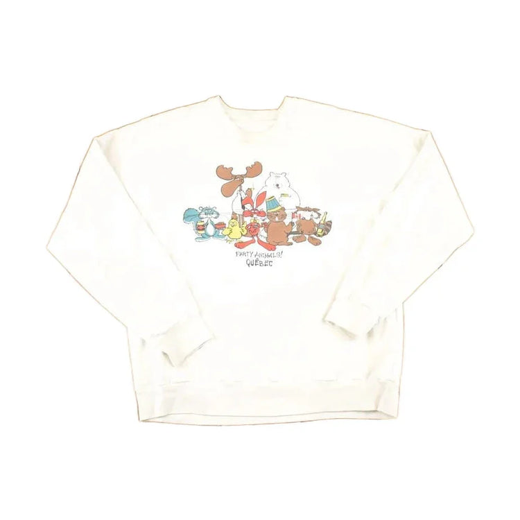 Vintage 1980s Quebec Party Animals Funny Souvenir Crewneck Sweatshirt Men's M from propervintagecanada
