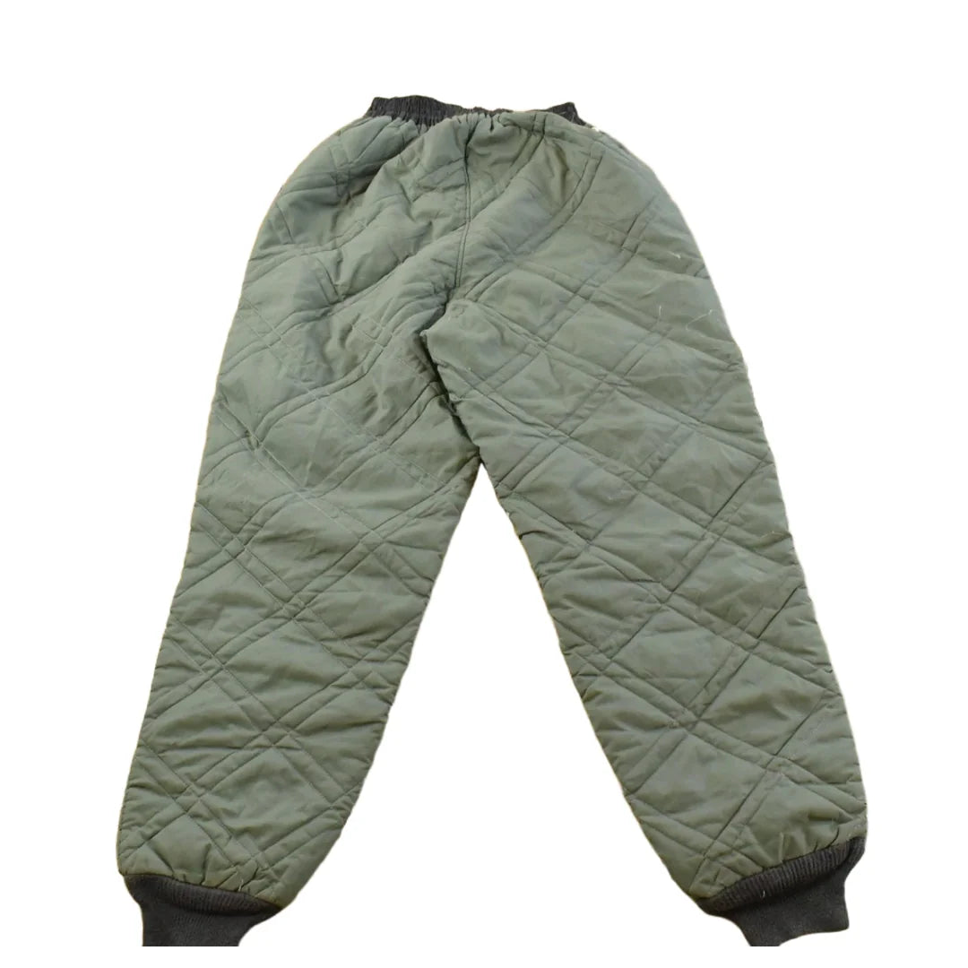Vintage 1980s Quilted Green Military Liner Puffer Pants Men's XS from propervintagecanada