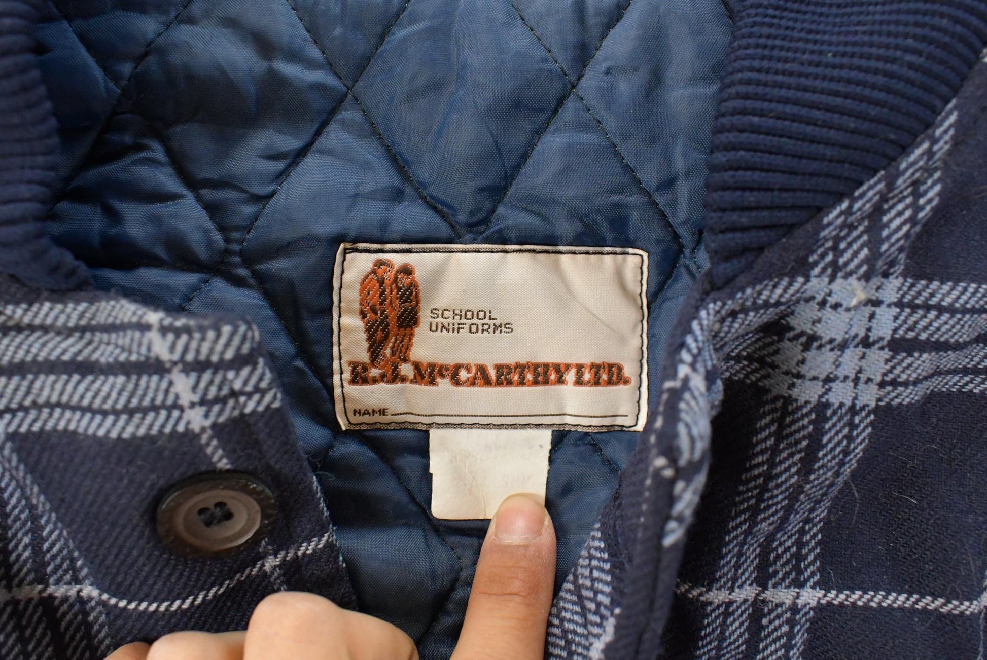 Vintage 1980s R.J. McCarthy Button Up Quilt Lined Plaid Jacket Men's Small from propervintagecanada