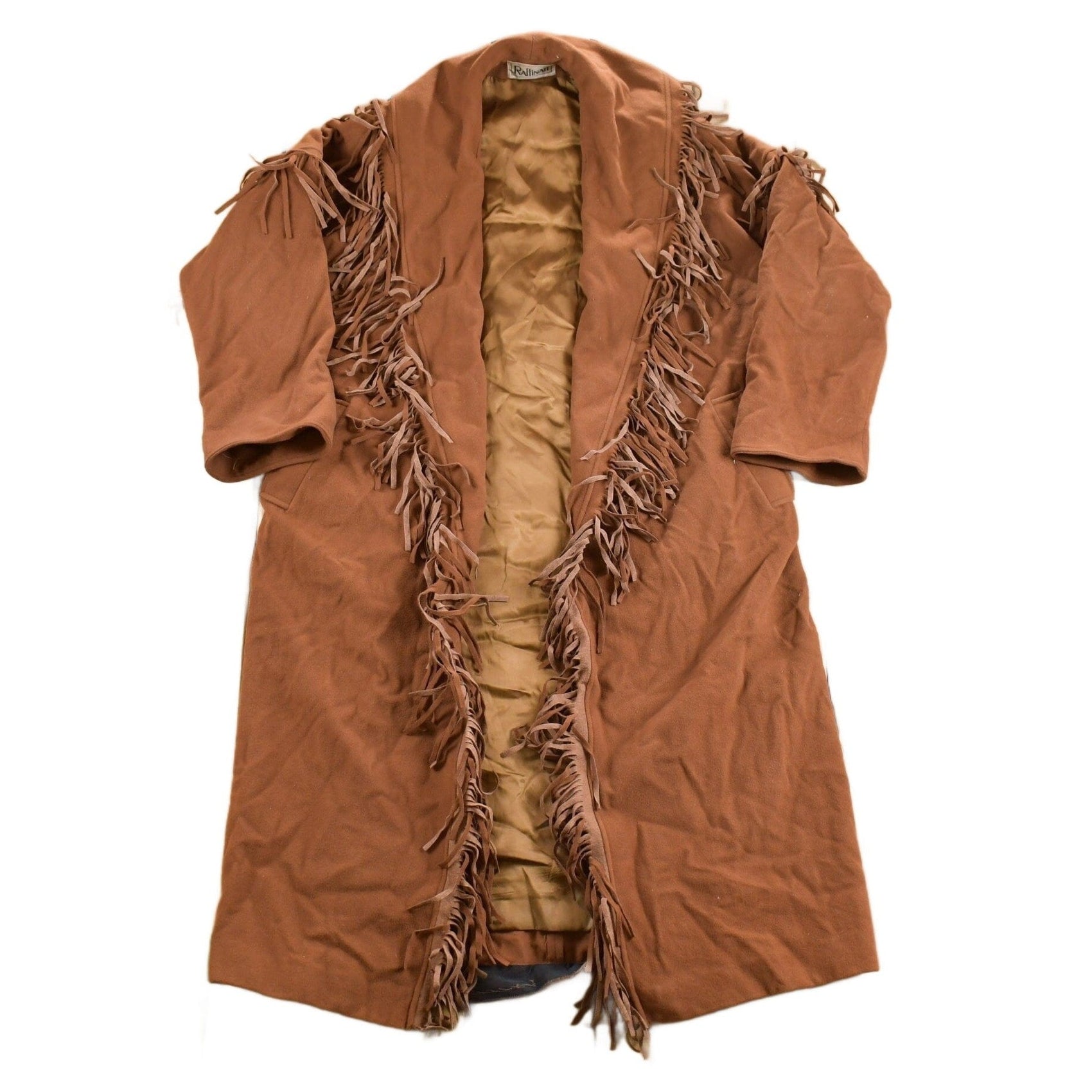 Vintage 1980s Raffinati Cashmere Fringe Full Length Coat from propervintagecanada