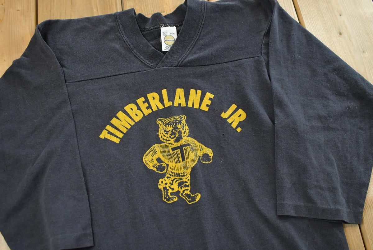 Vintage 1980s Raglan Timberlane Jr Tiger School T-Shirt Youth L from propervintagecanada