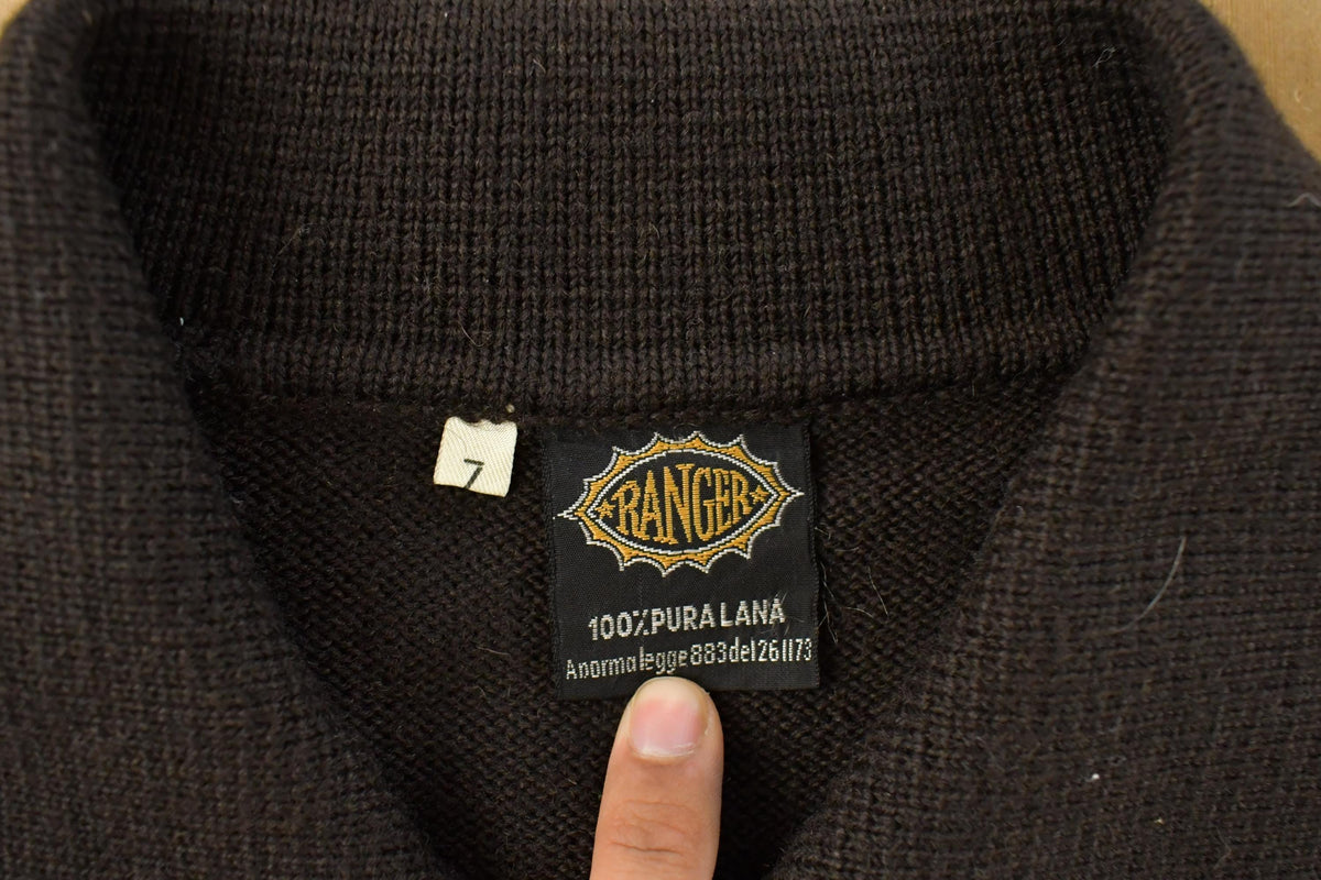 Vintage 1980s Ranger Wool Knit Leather Suede Jacket Women's Medium from propervintagecanada
