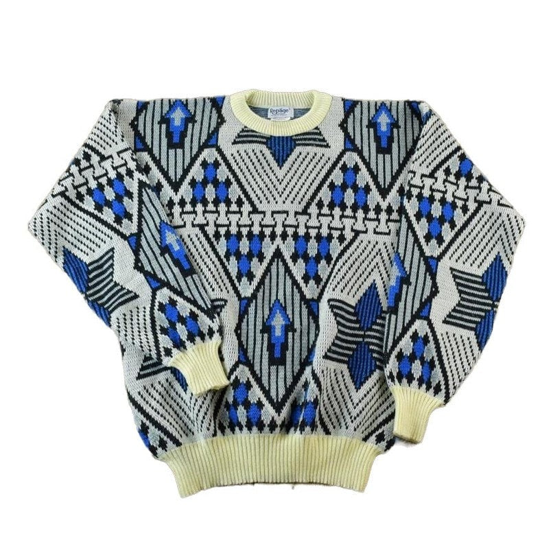 Vintage 1980s Repage Knit Abstract Pattern Crewneck Sweater Men's Large from propervintagecanada