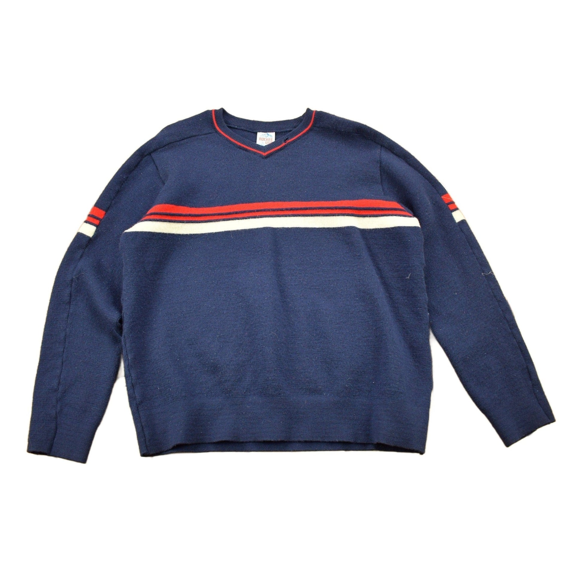 Vintage 1980s Rockee USA 100% Rocky Mountain Wool Knitted Sweater Men's S from propervintagecanada