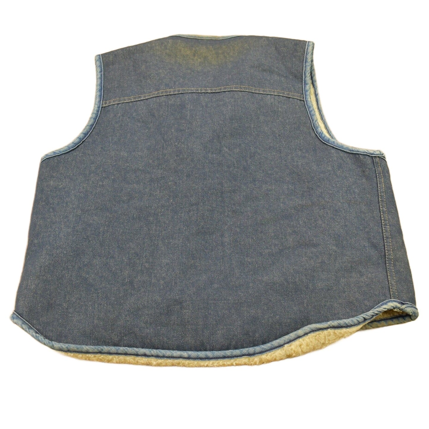 Vintage 1980s Roebucks By Sears Fleece Lined Denim Button Up Vest Men's Large from propervintagecanada